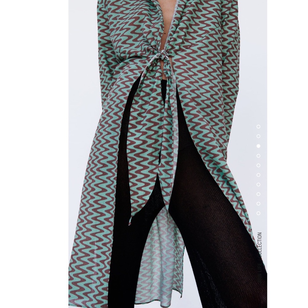 ZARA PRINTED TUNIC SEA GREEN SIZE XL